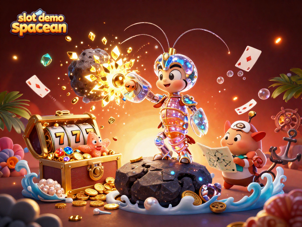 Spin the reels in slot demo spaceman, a vibrant scene with a galactic mantis shrimp and treasure.