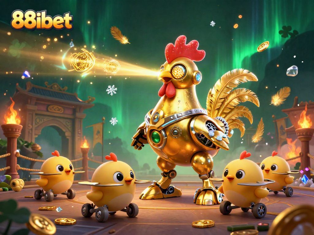 Bet on thrilling action with 88ibet in a vibrant 3D retro-futuristic casino illustration.