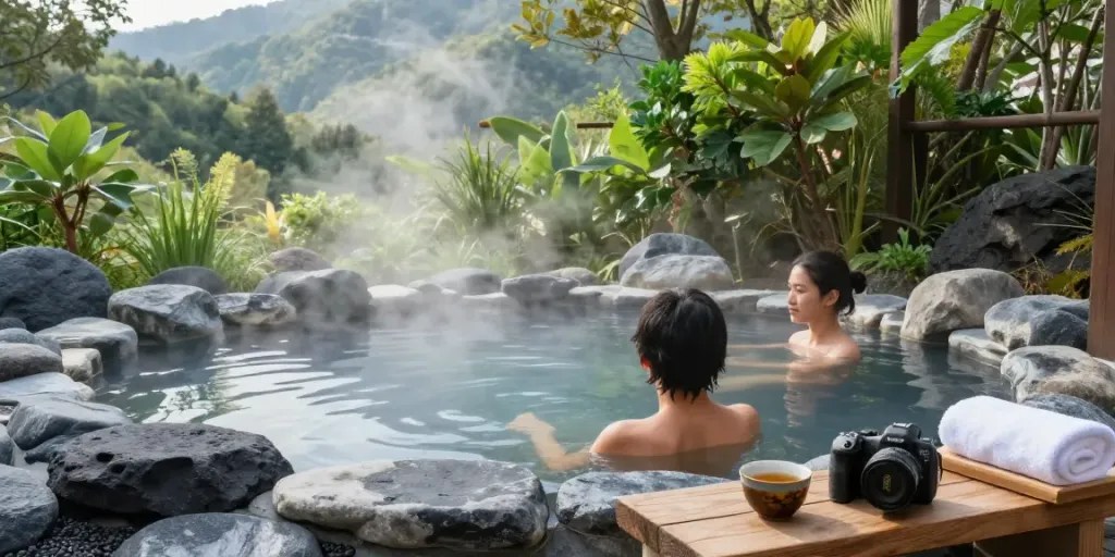 Discover the rejuvenating experience at rokok88's black mineral hot spring.