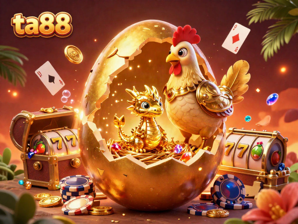 Experience thrilling ta88 casino adventures with golden dragon and poker chips illustration.