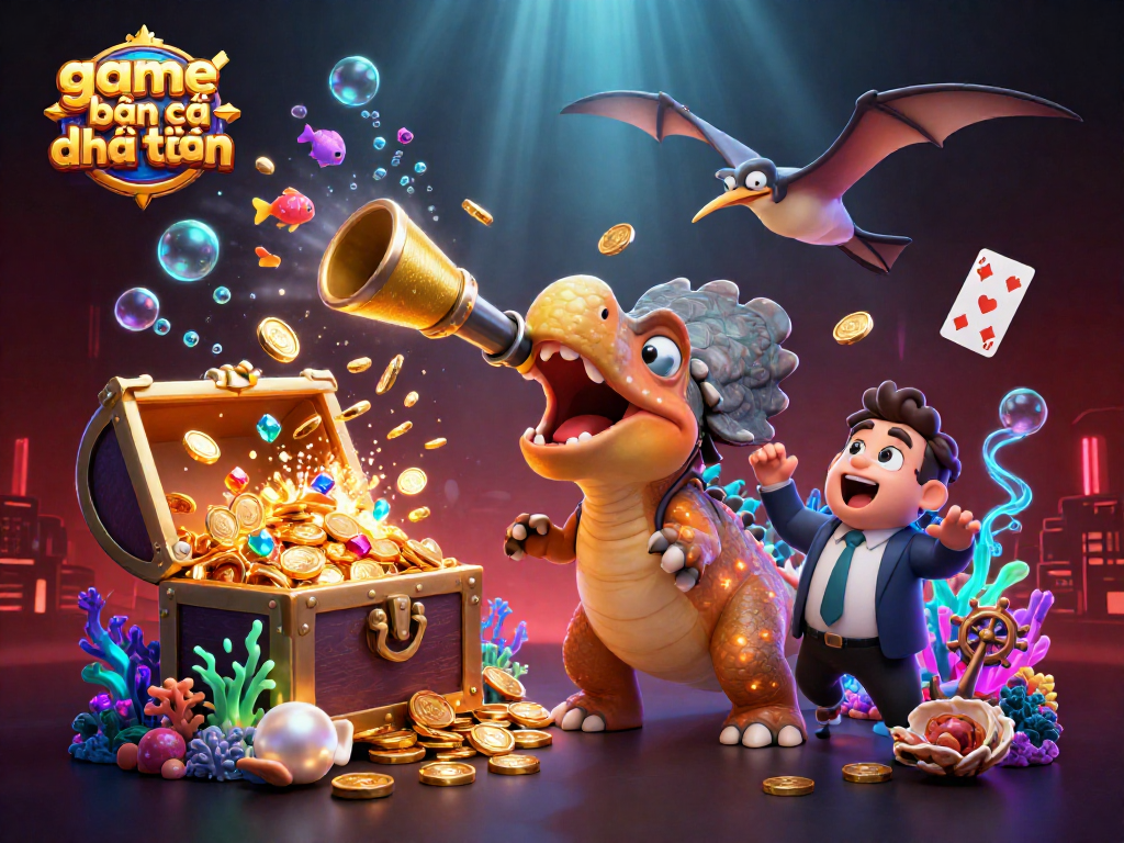 Experience the thrill of game bắn cá đổi thưởng with colorful fish and coins swirling in an exciting underwater scene.