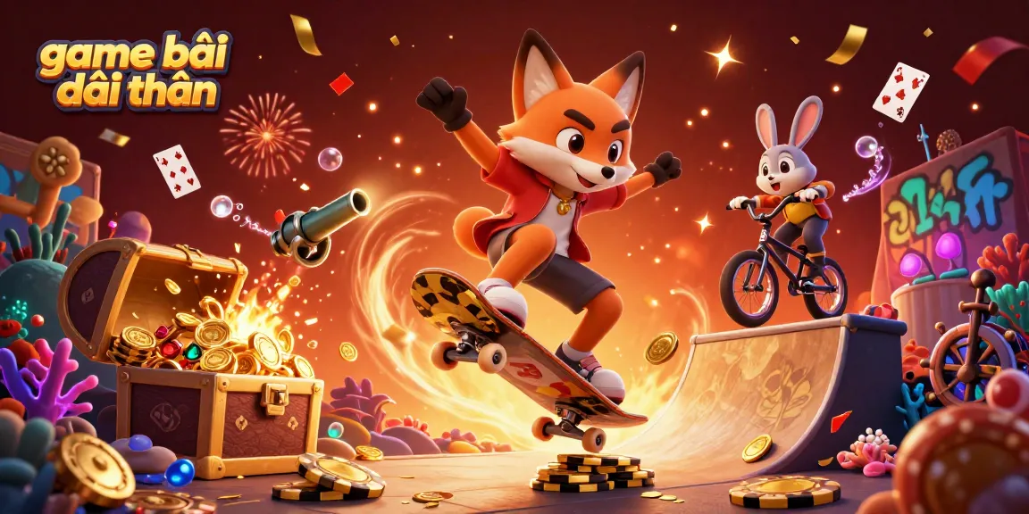 Experience the excitement of game bài đổi thưởng with a dynamic casino-themed 3D illustration