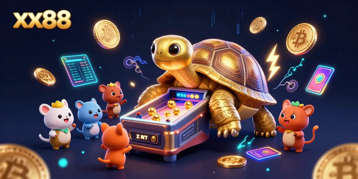 Engage with xx88 as exciting characters and crypto themes merge in a vibrant casino illustration.