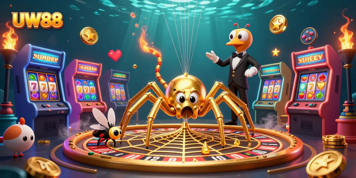 Experience thrilling slots and roulette action at UW88 with vibrant 3D illustration.