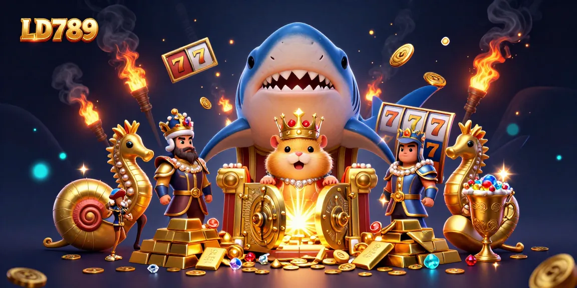Win big at LD789 with exhilarating slots, showcasing a golden throne and vibrant treasures.
