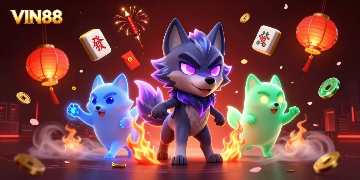 Experience thrilling gaming with VIN88, where shadow wolves lead in a vibrant casino adventure.