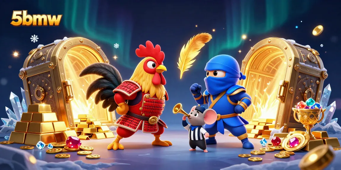 5bmw roosters duel in a vibrant casino scene with shining treasures and dynamic action