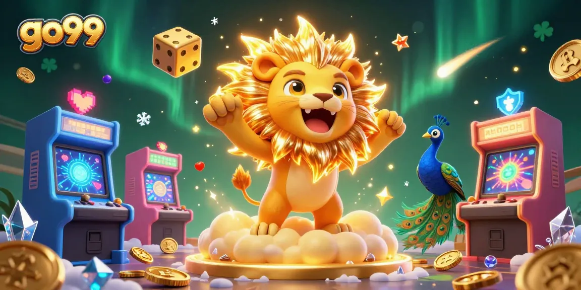 Experience the thrill of go99 with colorful gaming elements and dynamic characters in this vibrant illustration.