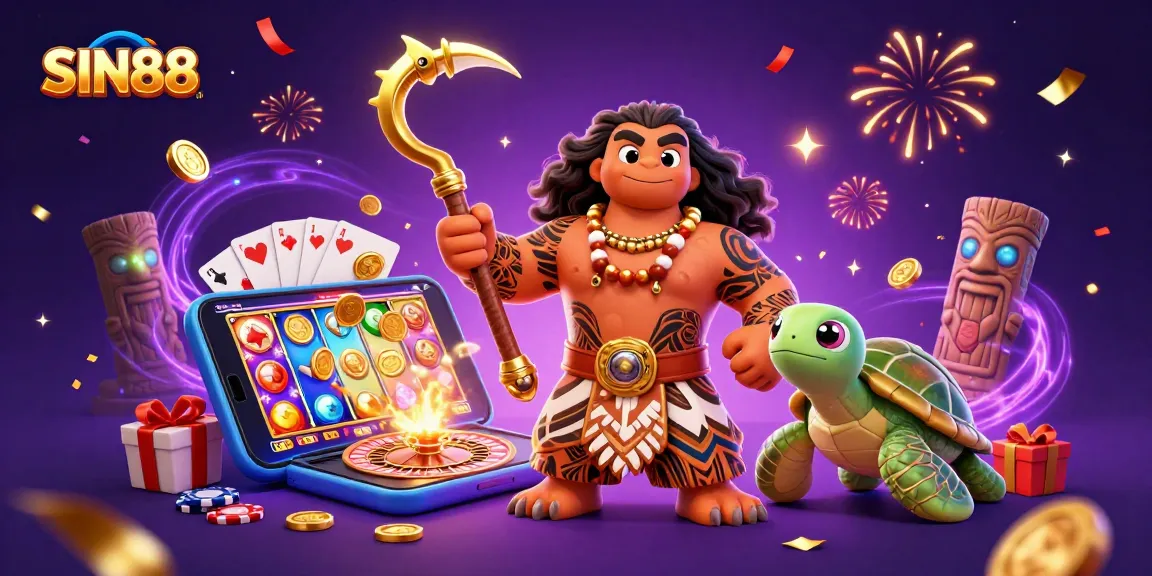 SIN88 triggers the excitement of winning with lively casino elements in a vibrant 3D scene.