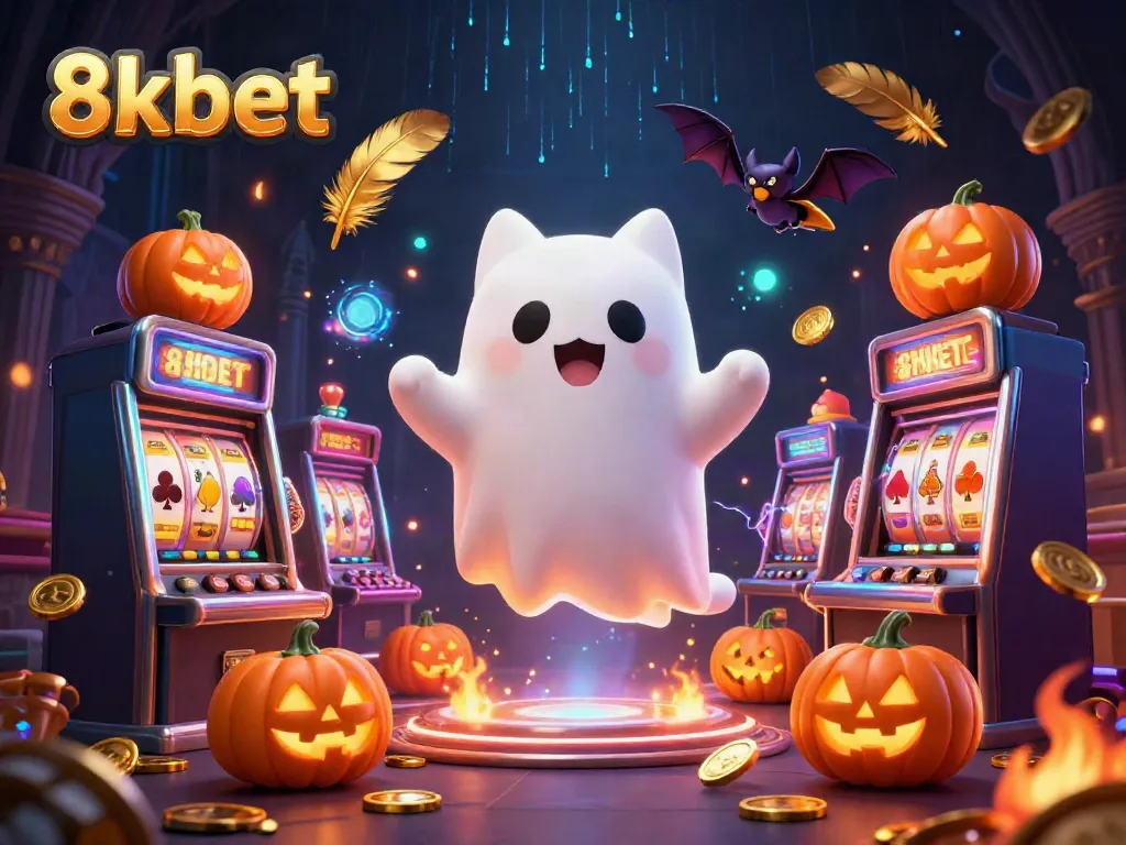 Experience the thrill of 8xbet with ghostly charm amidst a vibrant casino.