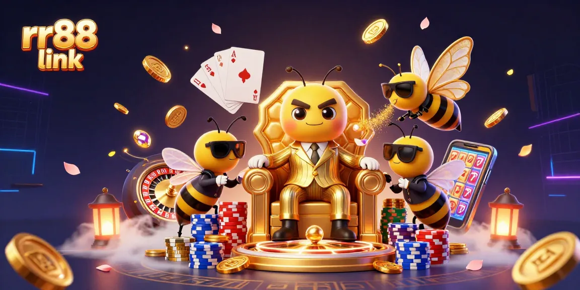 Experience the excitement of the rr88 link with lively characters and casino elements in a dynamic scene.