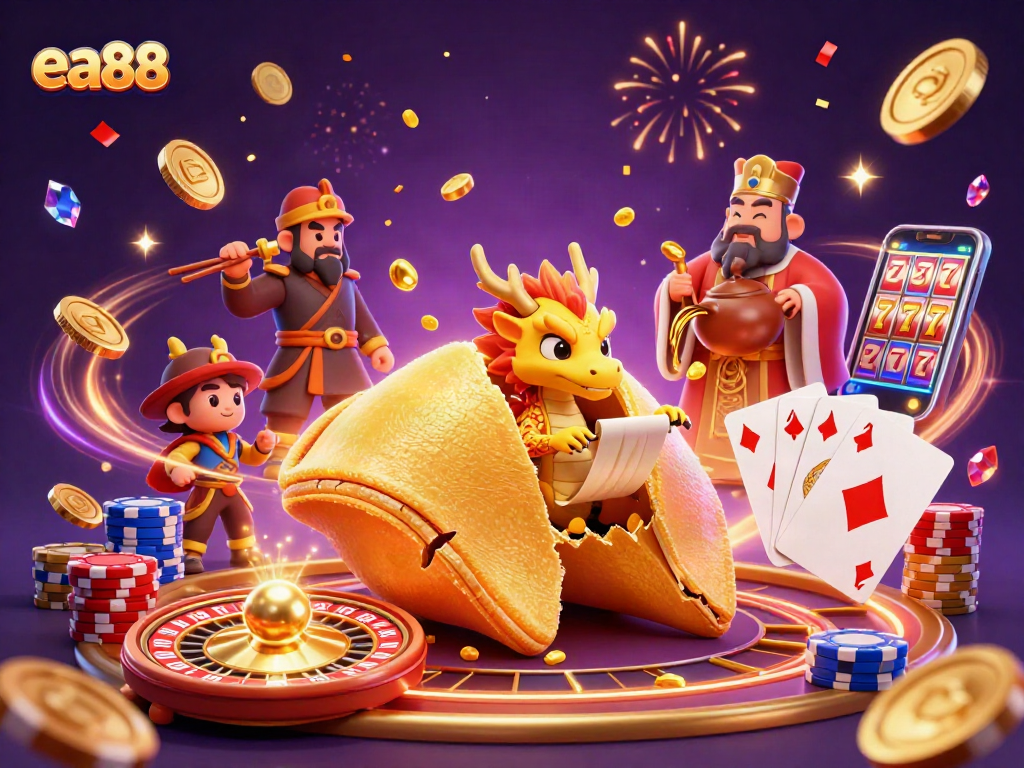 Experience thrilling gameplay with ea88 featuring vibrant casino elements and animated characters in a dynamic setting.