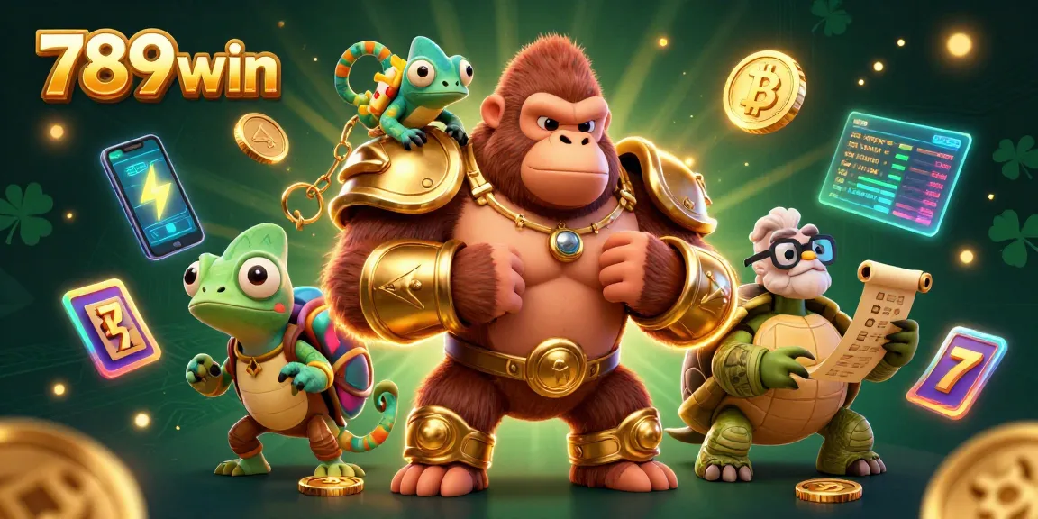 Join the exciting 789win casino adventure with a powerful gorilla king and his colorful companions!