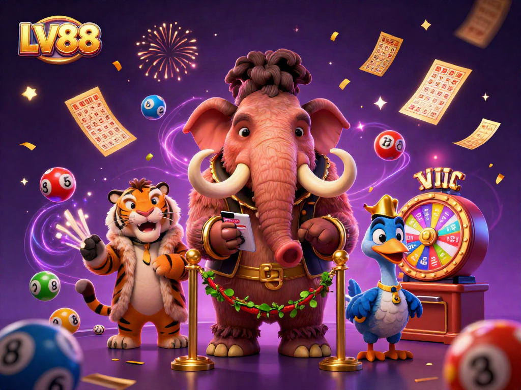 Experience thrilling LV88 gaming with a vibrant scene showcasing colorful lottery elements.