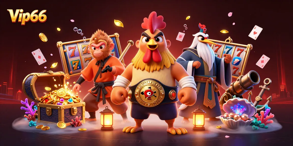 Experience thrilling wins at Vip66 with vibrant casino gaming elements in an energetic scene.