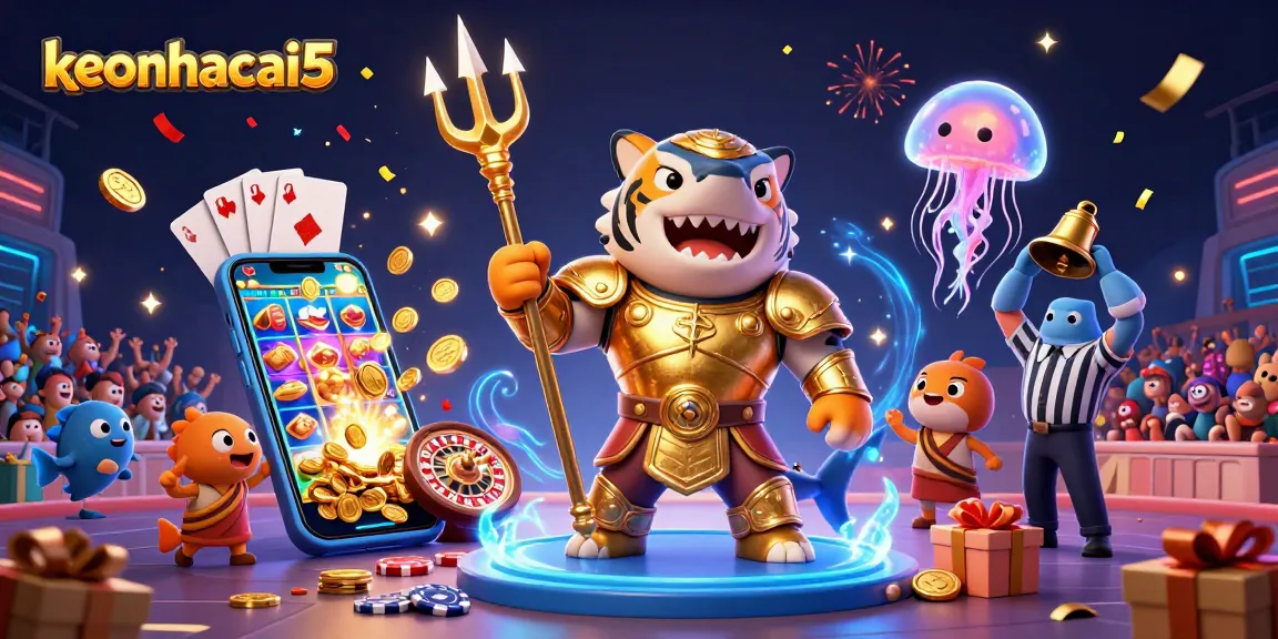 Engage in thrilling casino action with keonhacai5 showcasing a dynamic underwater battle atmosphere.