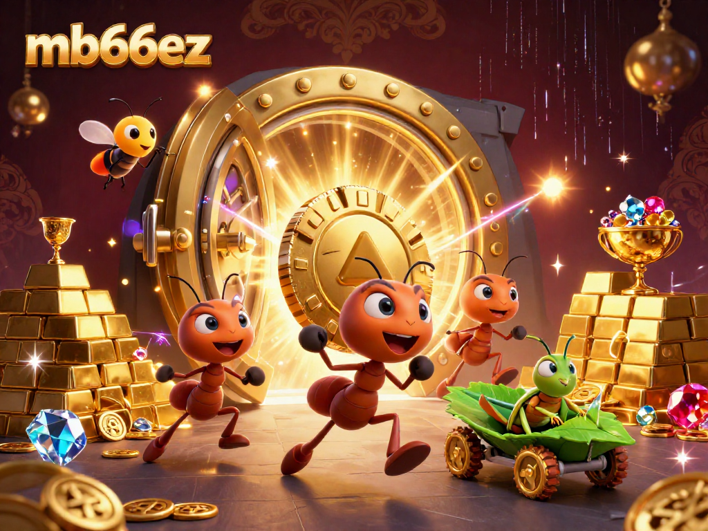 Witness the mb66ez ant heist as they escape with a giant poker chip under dramatic neon rays!