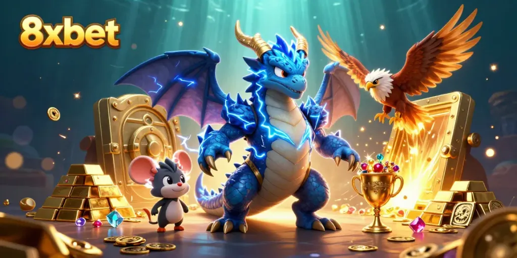 Immerse in thrilling gameplay with 8xbet featuring dynamic characters amid sparkling treasures.