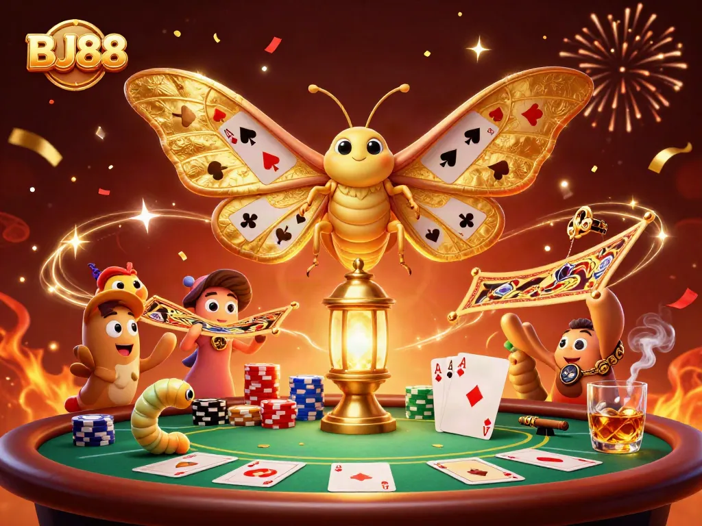 Engage with thrilling poker action at BJ88 featuring dynamic casino scenes and vibrant characters.