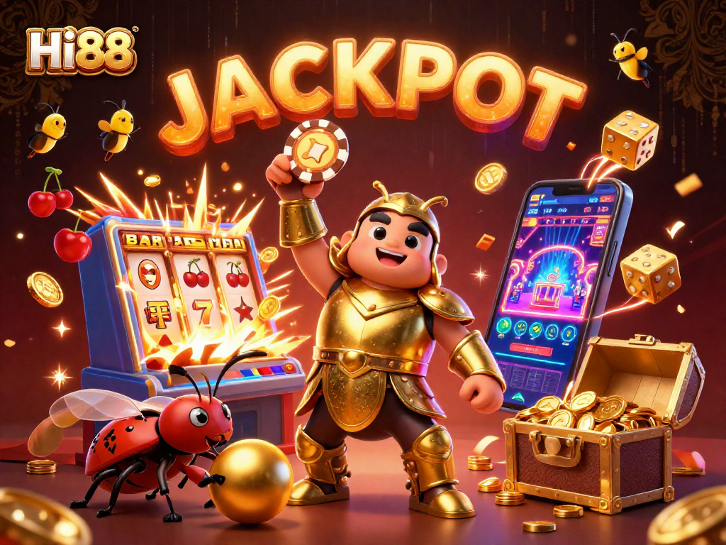 Play exciting casino games at Hi88, with vibrant jackpots and colorful characters in action!