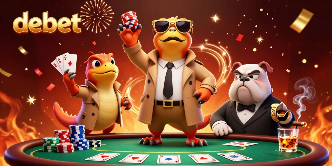 Experience the lively world of debet gaming with raptors entering a VIP casino, surrounded by poker elements and vibrant decor.