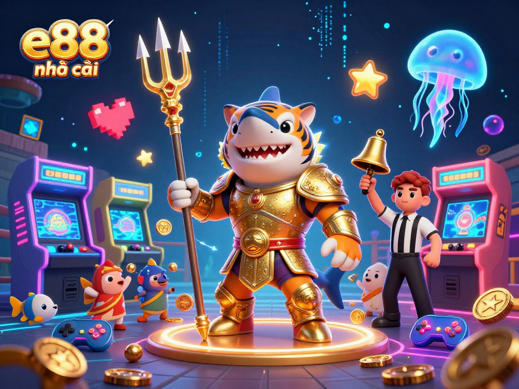 Experience thrilling gameplay at e88 nhà cái with a dynamic underwater casino scene featuring vibrant characters and action.
