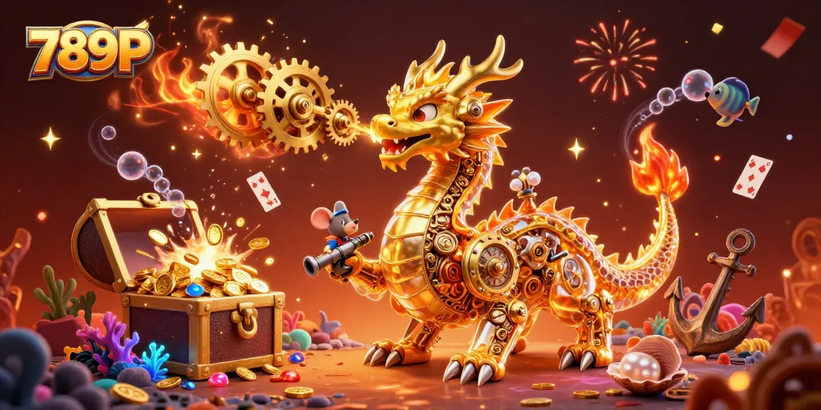Engage in thrilling gameplay at 789P with a golden dragon amidst treasure and excitement!