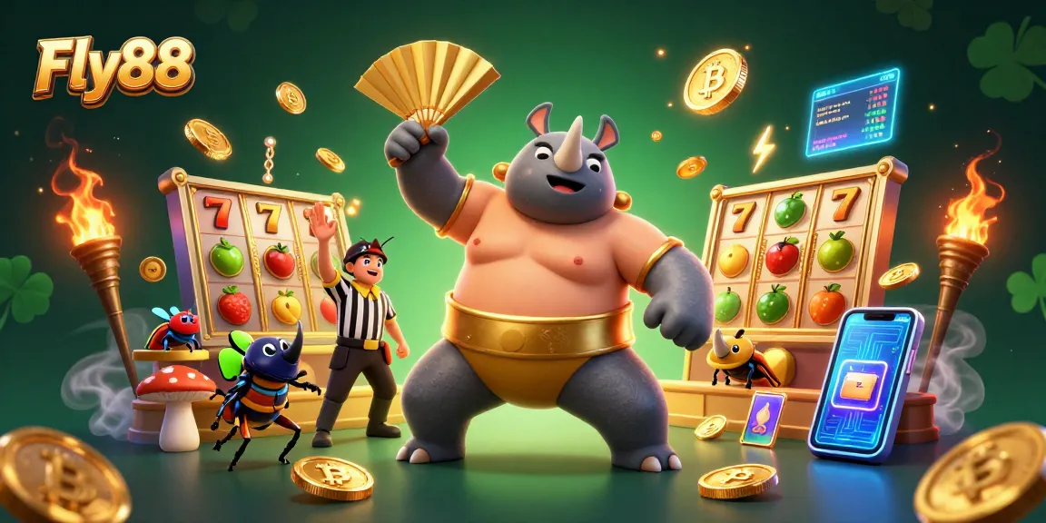 Engage with Fly88 and experience dynamic slot action with vibrant characters and cryptocurrency elements.