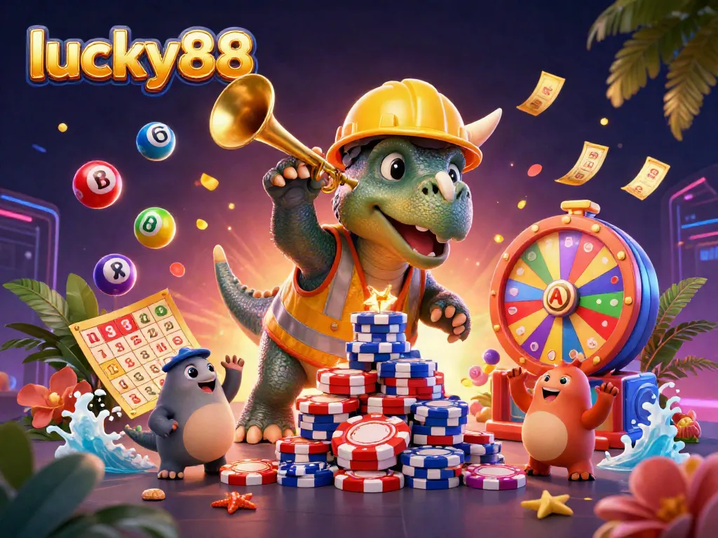 Engage with lucky88 by spinning vibrant lottery balls and enjoying a fun casino atmosphere.