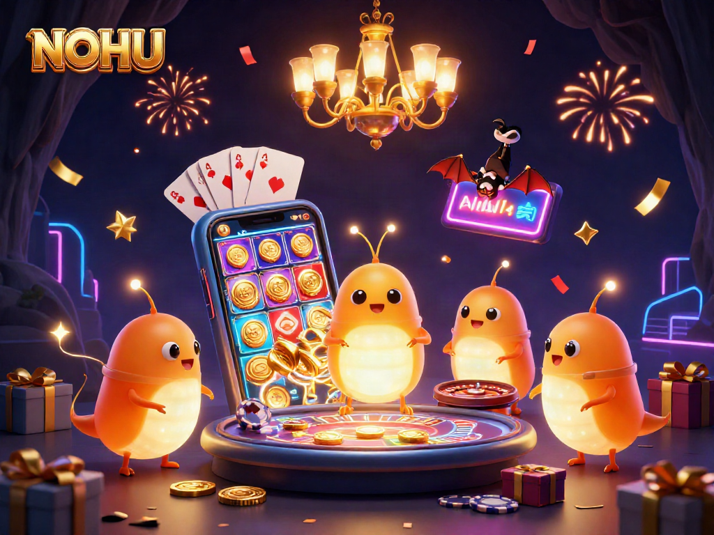 Experience the thrilling atmosphere of NOHU's casino with glowworms lighting up the scene.