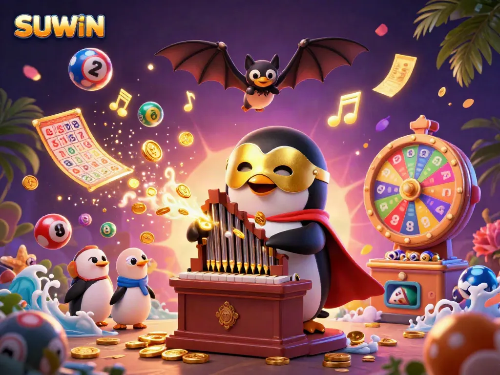 Immerse in SUWIN's thrilling gameplay with vibrant casino-themed elements and dynamic characters.
