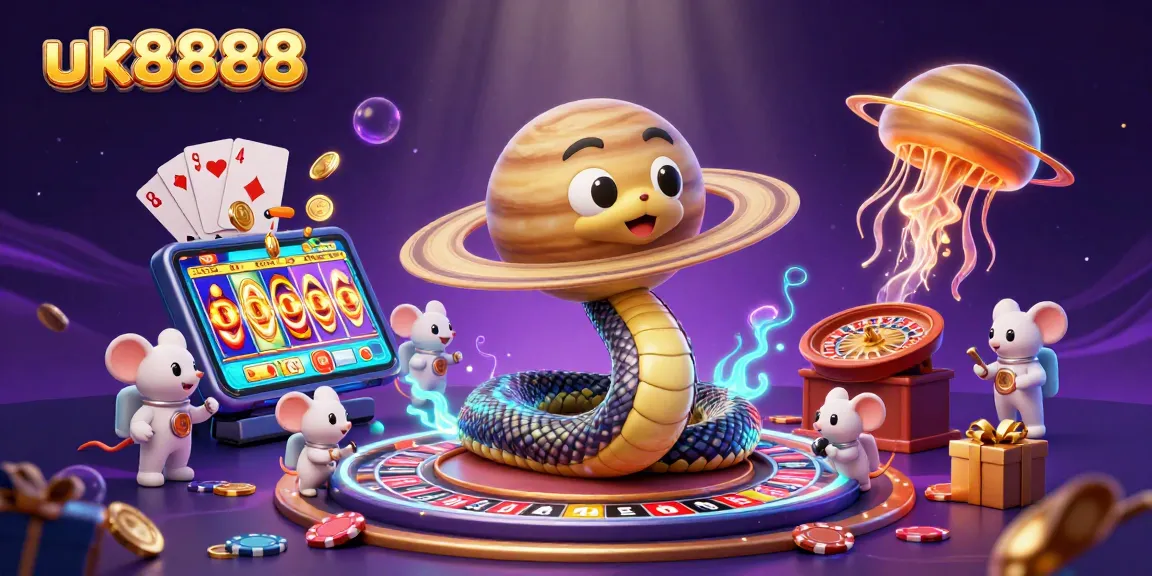 Experience thrilling gameplay with uk8888 as astronaut mice play bets around a cosmic roulette wheel.