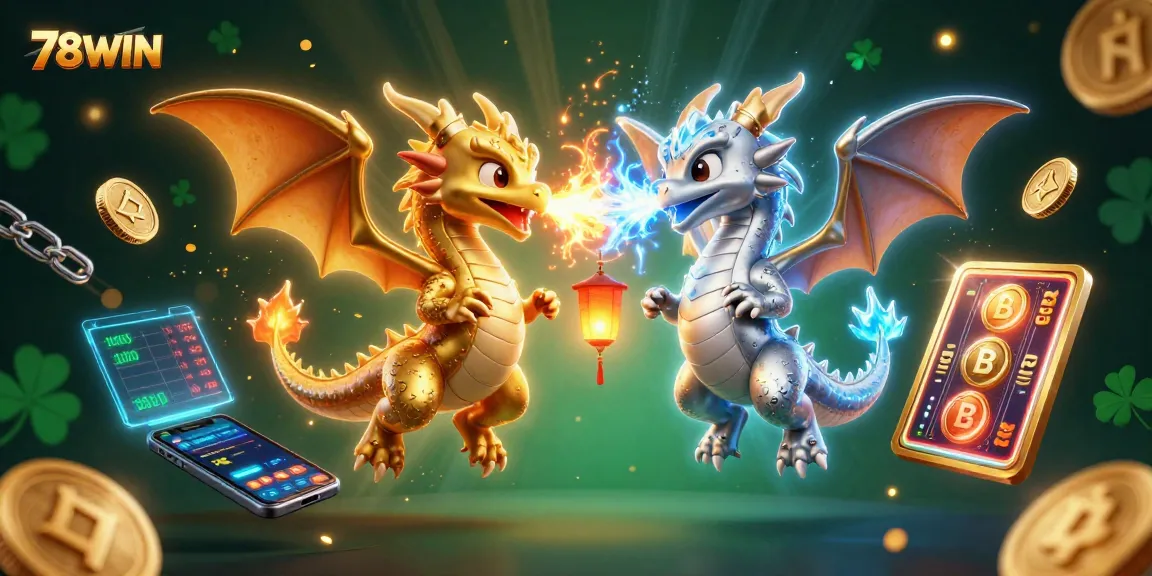 Experience thrilling wins at 78WIN with dynamic dragons and vibrant casino elements, illuminating the adventure ahead.