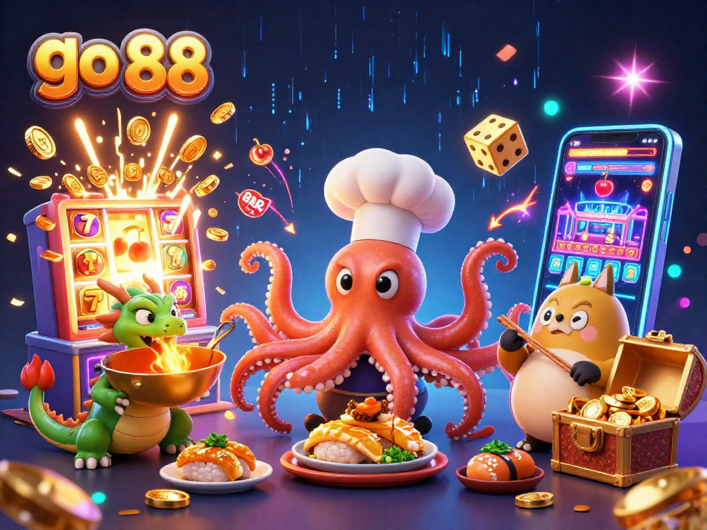 Experience thrilling gameplay at go 88 with a vibrant 3D casino scene filled with excitement.