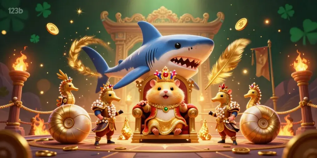 Experience the thrill of gaming with 123b as the golden hamster king claims his throne among the dynamic casino elements.