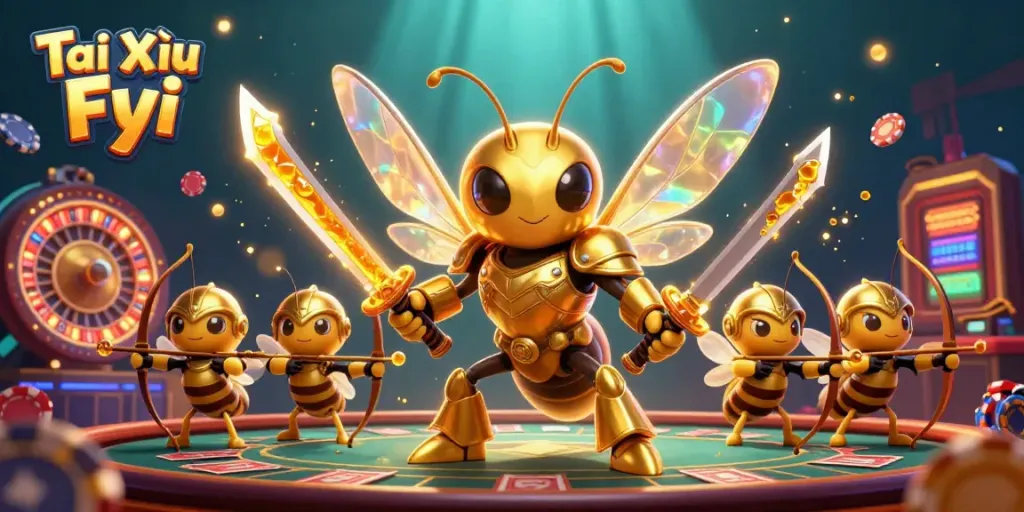 Experience the excitement of Tài Xỉu Fyi with captivating casino-themed 3D illustration.