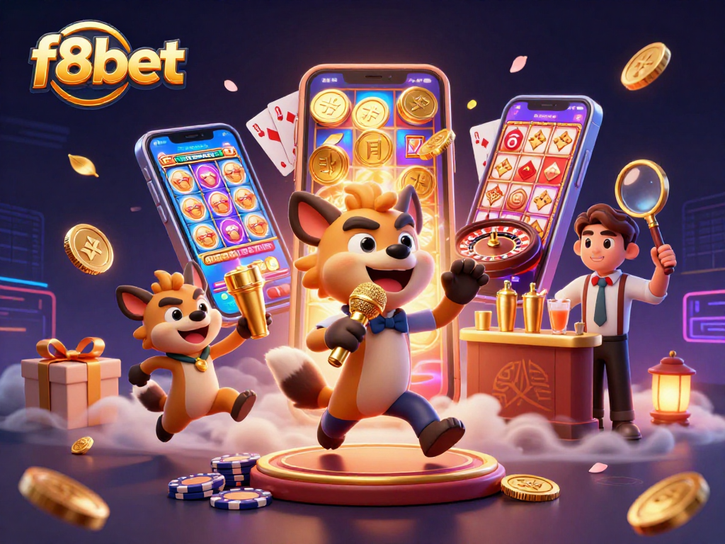 Experience the excitement of f8bet with a dynamic casino scene featuring hyenas in action.