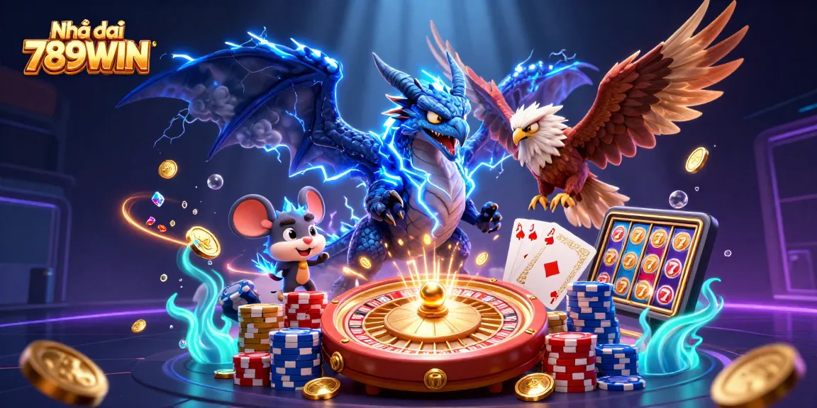 Experience thrilling gameplay at Nhà cái 789WIN, where vibrant characters and dynamic elements highlight a lively casino atmosphere.