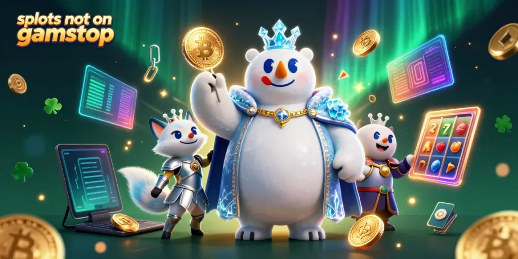 Engage with captivating slots not on gamstop in a visually rich 3D illustration showcasing casino elements.
