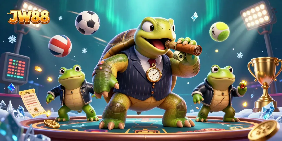 Experience thrilling gaming action at JW88 with a massive snapping turtle mobster guiding players.