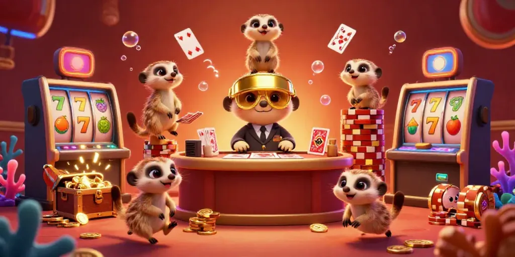 Experience exhilarating gaming at Typhu88, where meerkats manage an exciting casino filled with vibrant slot machines and action-packed card games.