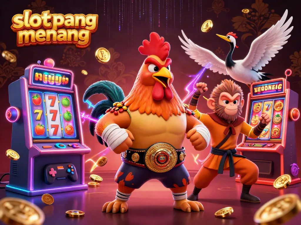 Play exciting slot gampang menang games with colorful characters in a dynamic casino scene featuring 3D cartoon elements.