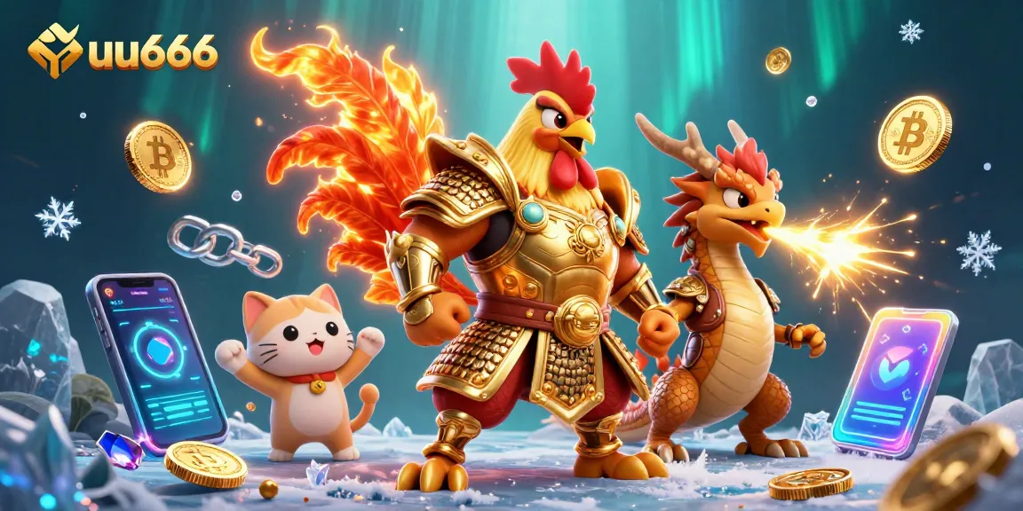 Engage with thrilling gameplay at uu666 featuring a samurai rooster and dragon in a vibrant casino setting.