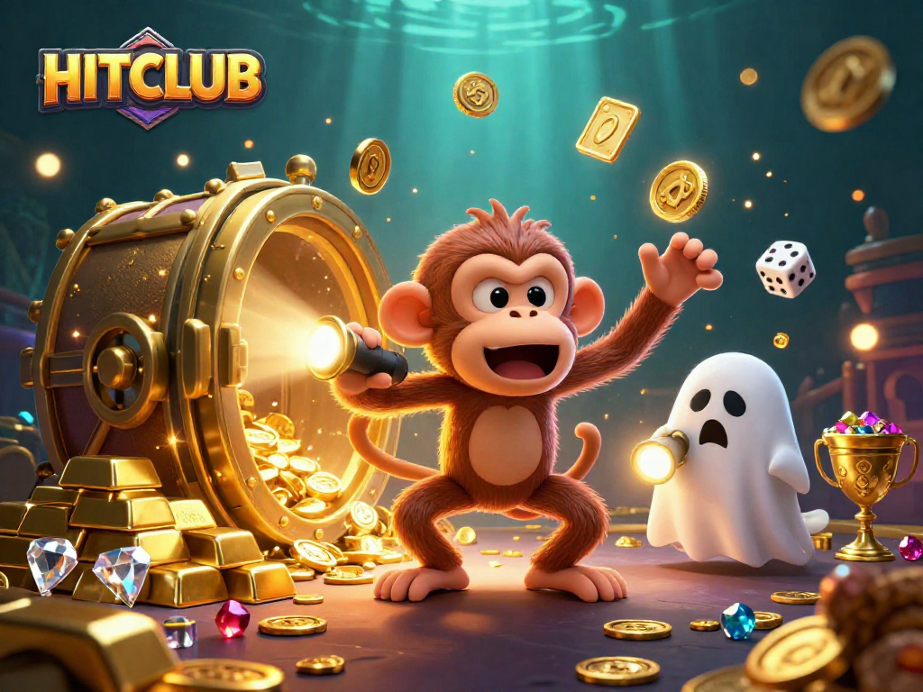 Experience HITCLUB's thrilling casino atmosphere with a playful poltergeist monkey and ghost-hunter puppy.