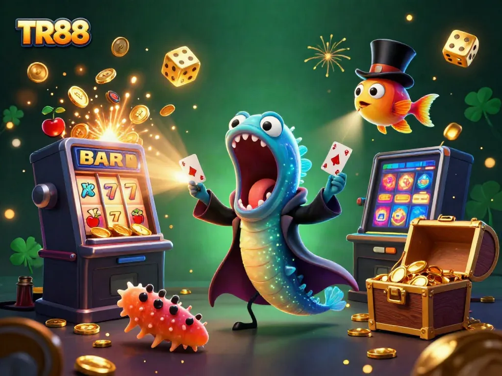 Experience breathtaking TR88 casino magic with a deep-sea eel card trick, anglerfish spotlight, and dynamic gaming elements.