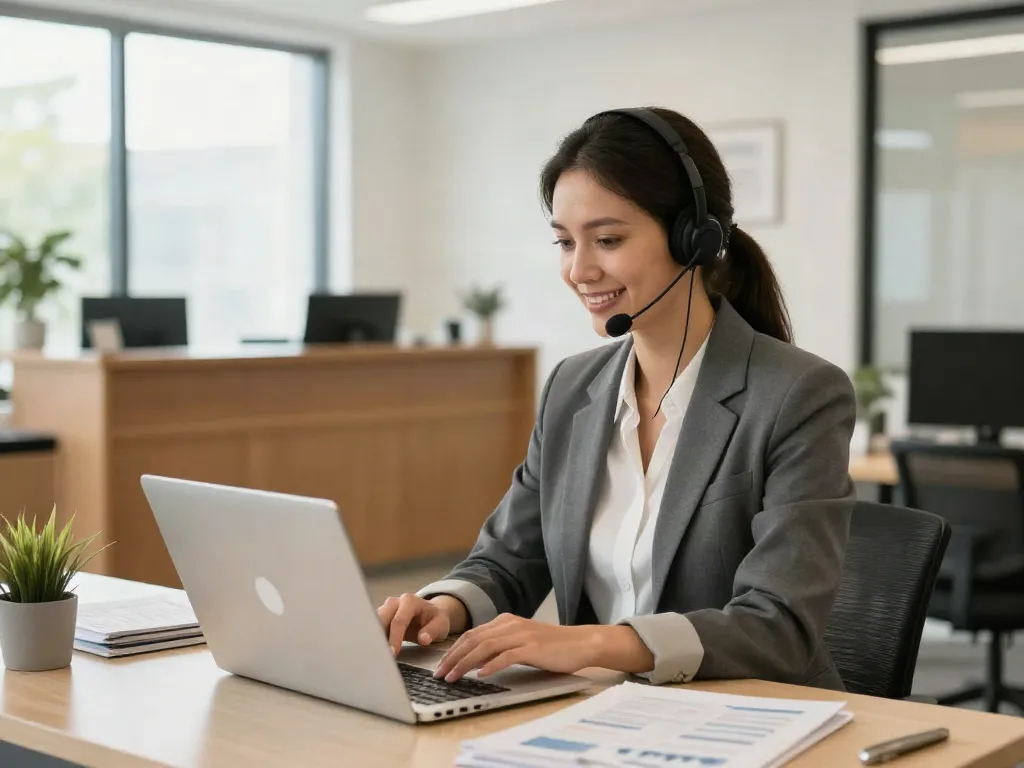 Trusted local business provider working on wish 4d services in a cozy office setting.