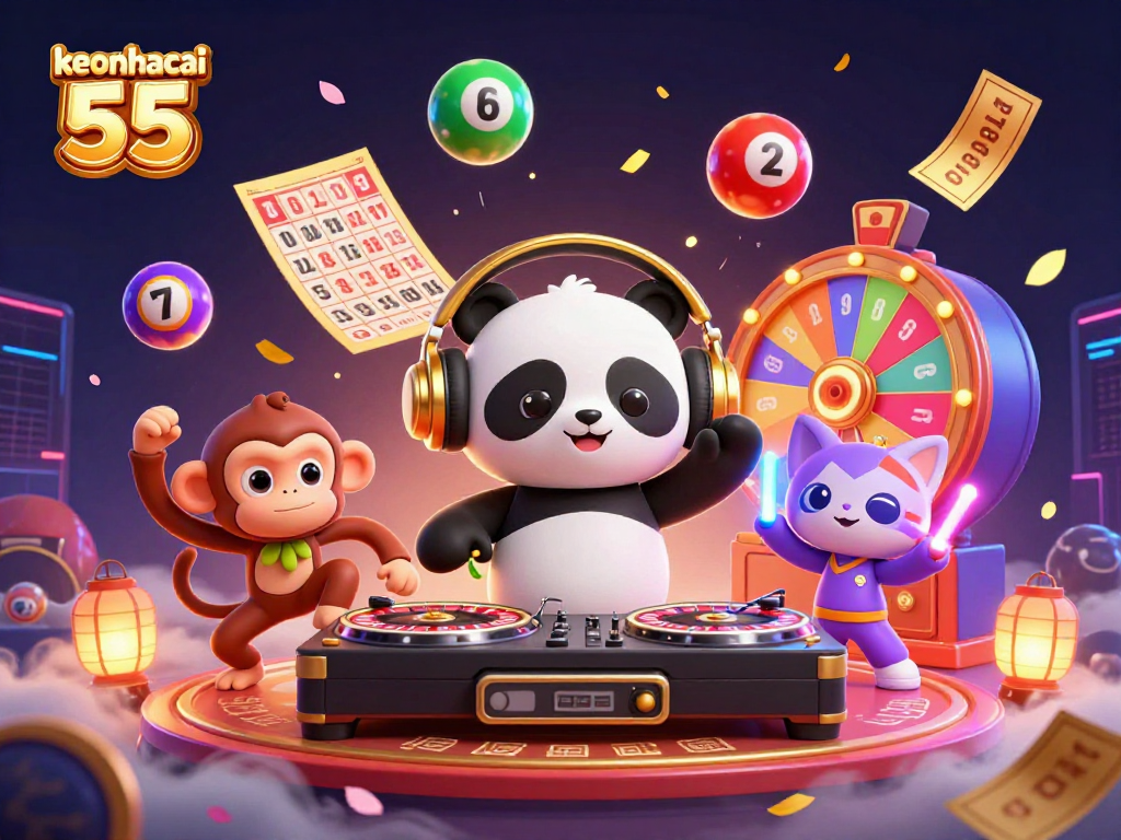 Spin vibrant games like keonhacai 55 in this lively, detailed casino scene.