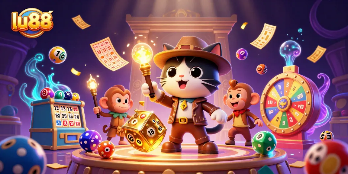 Experience thrilling gaming with lu88 through a vibrant casino adventure illustration.