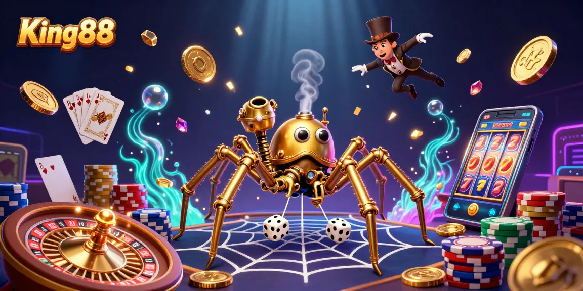 Engage in thrilling gameplay at King88 with a captivating 3D casino illustration.