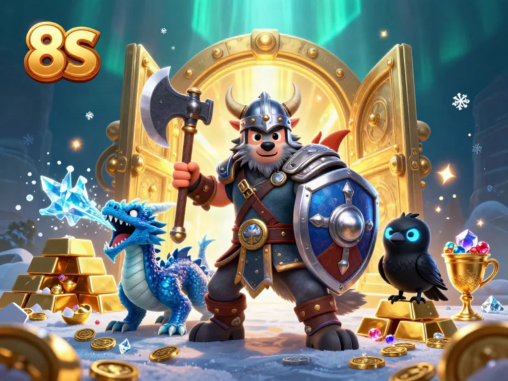 Experience thrilling casino excitement with 8S as a Viking warrior and dragon uncover hidden treasures.